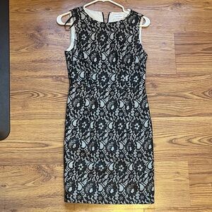 Calvin Klein Black and White Floral Midi Dress